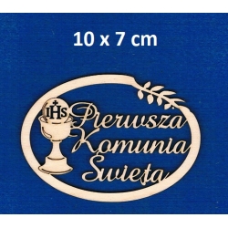 SKLEJKA #3mm Pierwsza Komunia Święta  10x7cm kielich, gałązka